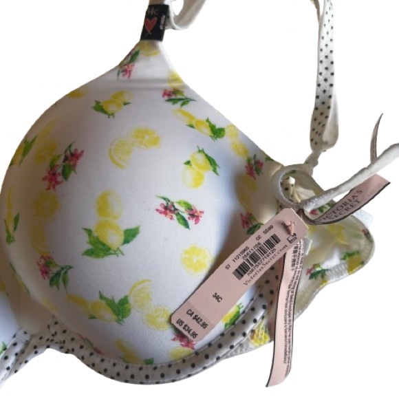 Victorias Secret Smooth Lemon & Polka Dot Push Up T-Shirt Bra NWT - Picture 5 of 5